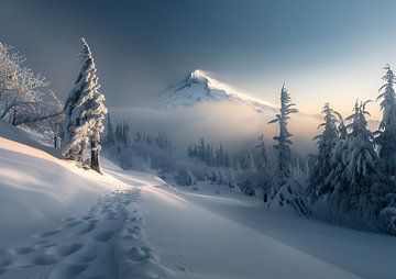 Betoverende stilte, winterlandschap van fernlichtsicht