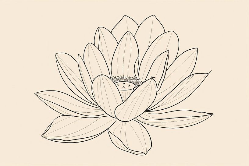 Dessin au trait élégant d'une fleur fleurie par Imperial Art House