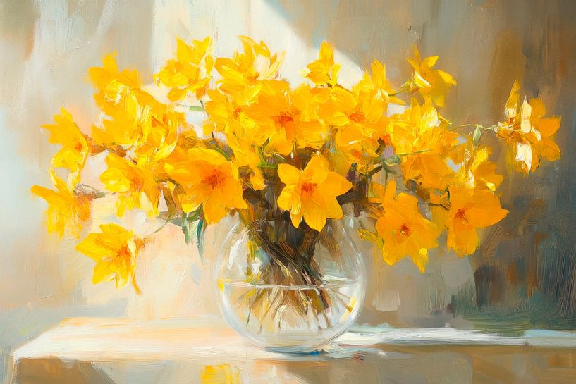 Gele bloemenpracht van Poster Art Shop