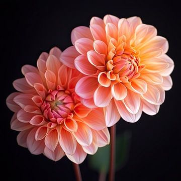 Two salmon-coloured Dahlia's