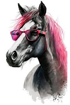 Paard in het roze van Poster Art Shop