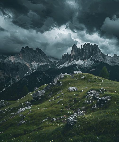 Mystische Berge im Schein von fernlichtsicht