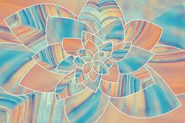 Leaves with abstract patterns in pastel shades by Lisette Rijkers