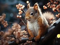 Squirrel and Snowy Beauty