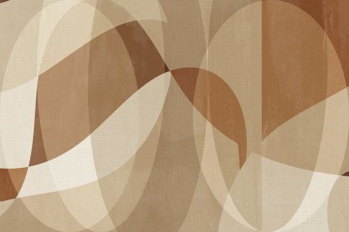 Minimalistische abstracte kunst in beige en bruin op linnen