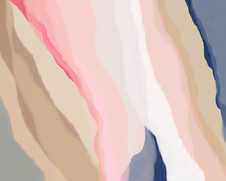 Bunte moderne abstrakte Aquarellmalerei in Pastell rosa, blau, beige, weiß von Dina Dankers