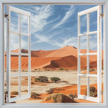 Uitzicht vanuit het raam op de Namib-woestijn van Poster Art Shop