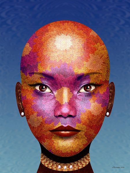 Afrikanisches Blumengesicht von Ton van Hummel (Alias HUVANTO)
