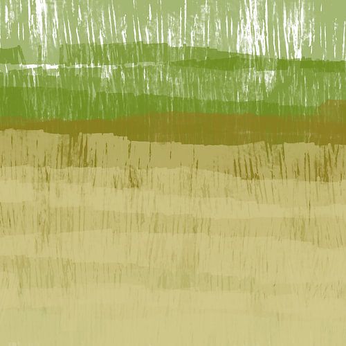 Kleurrijke huiscollectie. Abstract landschap in beige en groen.