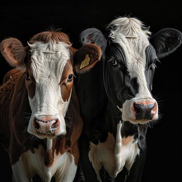 Bruine en zwarte koe van TheXclusive Art