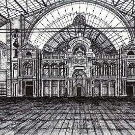 Drawing of the station in Antwerp by Lonneke Kolkman