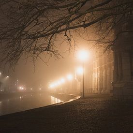 Misty Evening by the River in Dendermonde by Imladris Images