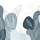 Modern tropisch patroon - illustratie bladeren blauw groen van Studio Hinte thumbnail