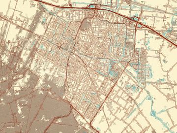 Kaart van Veenendaal in de stijl Blauw & Crème van Map Art Studio