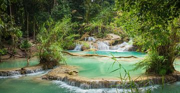 Water plateaus at the Kuang Si waterfall, Laos by Rietje Bulthuis