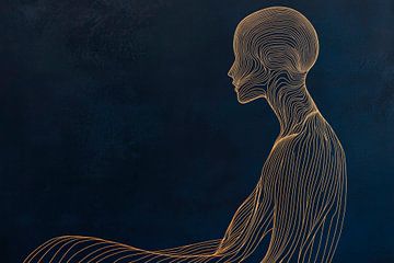 Lichaamscontouren op een donkere achtergrond van Poster Art Shop