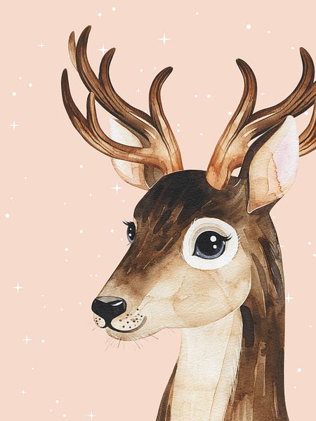 Reindeer in front of a starry sky by Kim Karol / Ohkimiko