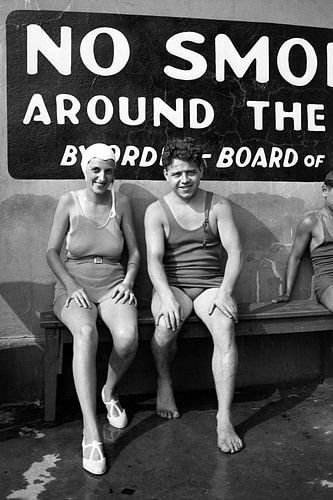 No smoking, non-smoking, pool, swimwear, 1940s