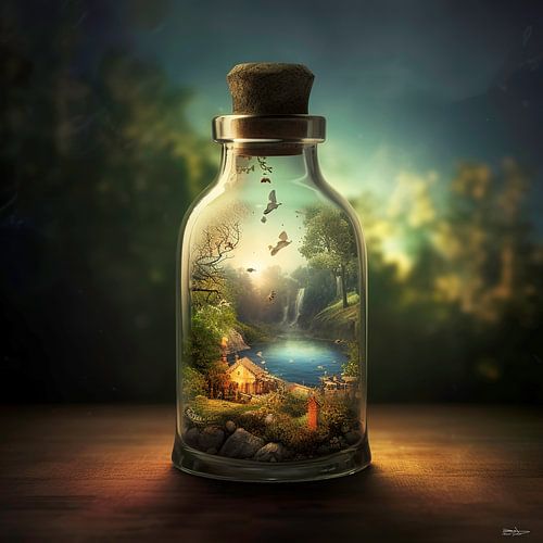 de natuur gevangen in een glazen potje/stolp