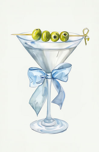 Martini avec un nœud bleu