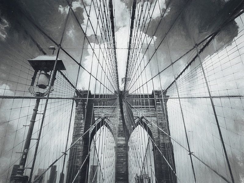 Brooklyn Bridge - Krijttekening van Loris Photography