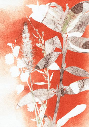Rood bruine botanische bladeren