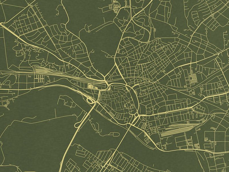 Map of Arnhem in Green Gold by De Kaartenwinkel