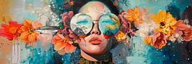 Asian digital art colourful portrait as panoramic painting