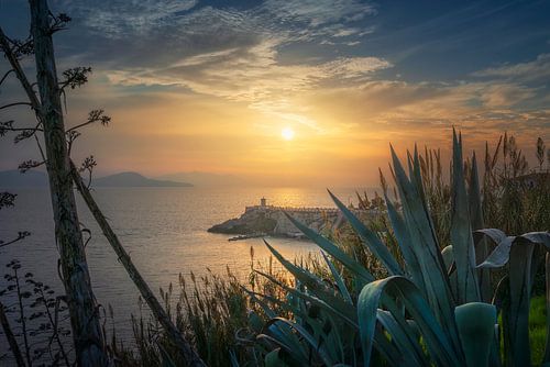 Bovio-plein bij zonsondergang, Piombino