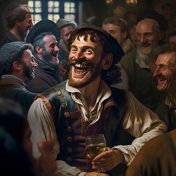 Middeleeuwse mannen taverne vrolijke sfeer drank van gm_designs