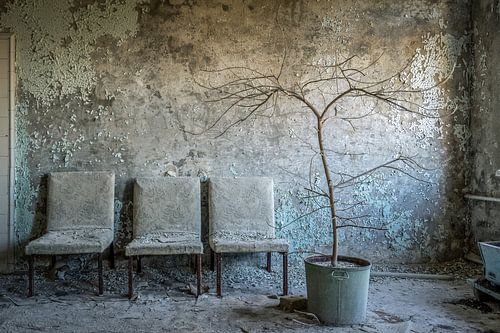 Wachthoekje in het Pripyat hospital МСЧ-126