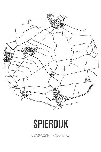 Spierdijk (Noord-Holland) | Map | Black and White by Prints of Place
