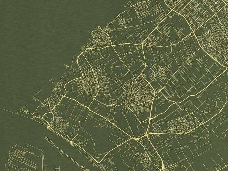 Map of Westland in Green Gold by De Kaartenwinkel