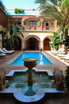 Riad Zwembadzicht Marrakech van Dorothy Berry-Lound