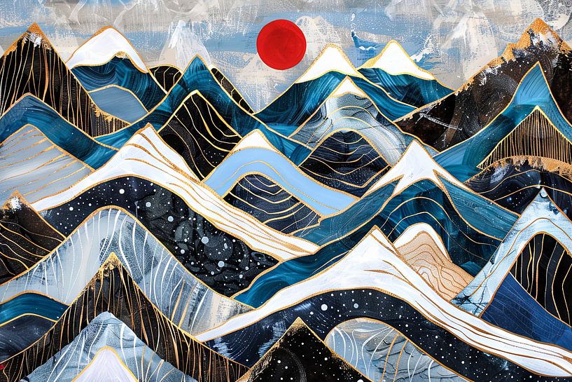 Gouden bergtoppen van Poster Art Shop