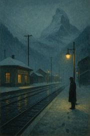 Winterliche Einsamkeit im Bahnhof Zermatt von Travel Shop