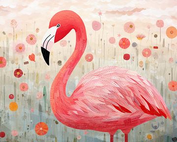 Stijlvolle Roze Flamingo van De Mooiste Kunst