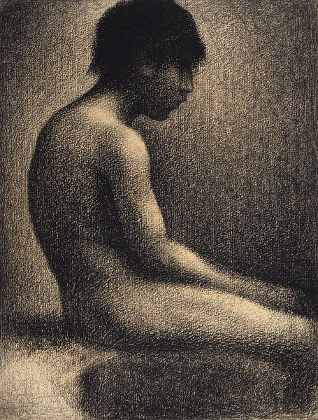 Zittend naakt - Studie voor 'Une Baignade', Georges Seurat von Meesterlijcke Meesters