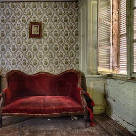 Red sofa by Anne Van Gils