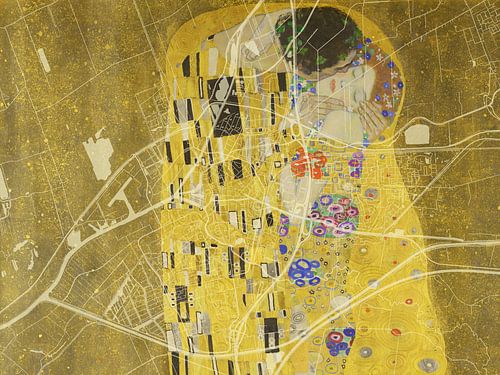 Kaart van Meppel met de Kus van Gustav Klimt