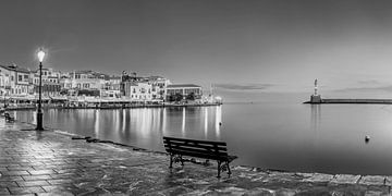 Chania en Crète en Grèce en noir et blanc. sur Manfred Voss, Schwarz-weiss Fotografie
