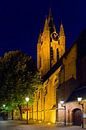 Nachtfoto Oude Kerk Delft van Anton de Zeeuw thumbnail