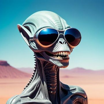Hello Alien avec des lunettes de soleil sur Wilfried van Dokkumburg