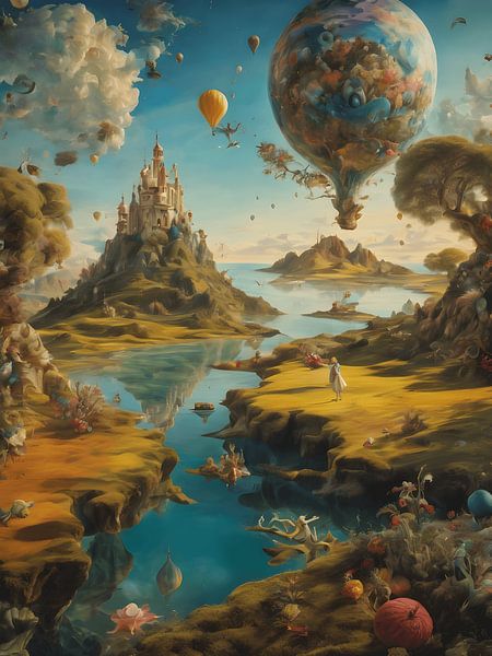 Vom Künstler Salvatore Dali inspirierte Landschaft von Jolique Arte