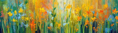 Vrolijke Bloemen in Blauw