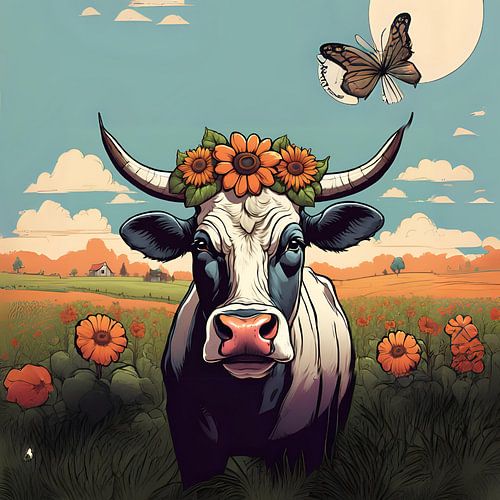 Schotse hooglander in de weiland schilderij