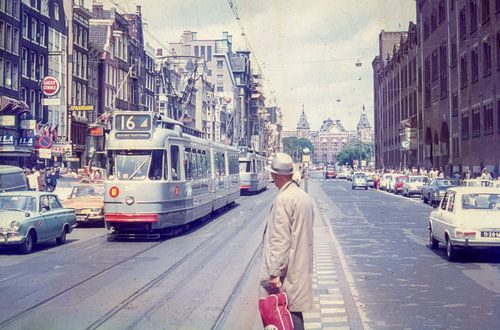Vintage Amsterdam - Damrak with tram