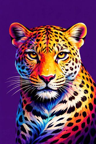 Motif Pop Art léopard violet fluo