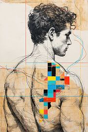 Abstract male torso (line art & -colour) by PixelMint.