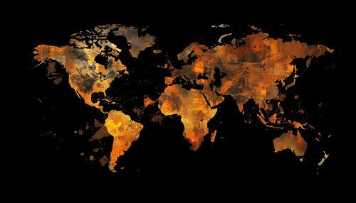 Wereld kaart zwart vintage